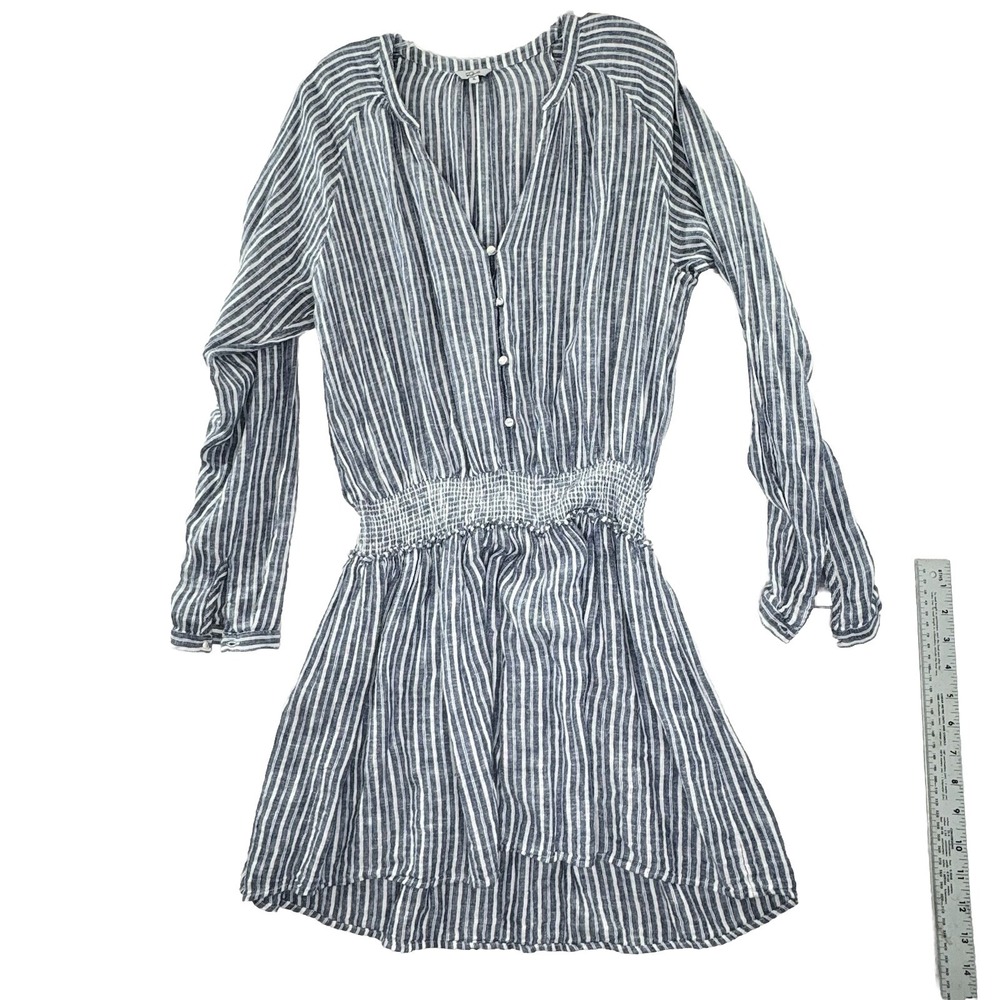 Rails Jasmine Linen‎ Mini Dress Womens Size XL Striped Empire Waist Boho LS - Picture 2 of 12